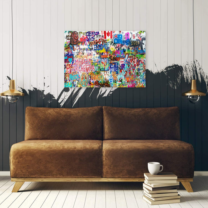 Wandbild XXL Graffiti Deko Kunst Bilder abstrakt mehrfarbig 120x80 cm M14504 120x80 cm, M14504 120x8