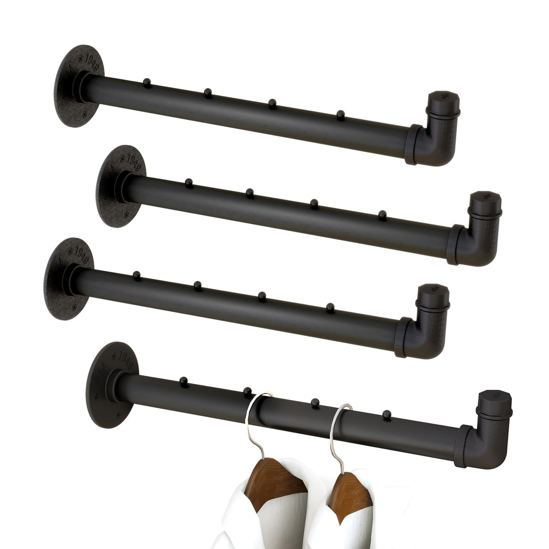 IBUYKE Kleiderstange Wandmontage 4 Stück, 40cm Metall Industrierohr Garderobenstange für die Wand, M