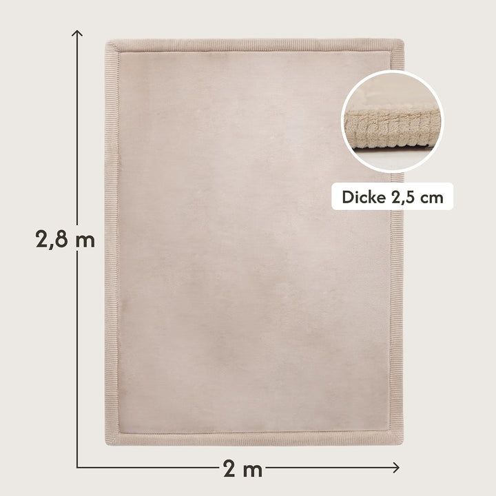 Hakuna Matte Wolkenweiche Spielmatte Baby 280x200x2,5cm, beige, Tatami Matte 200 x 280 cm Beige, 200