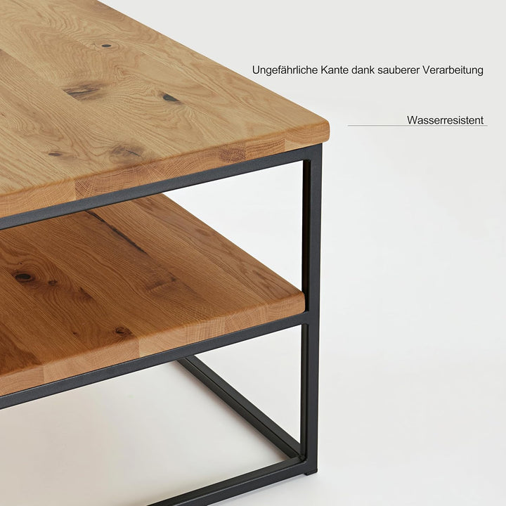 1 Original BestLoft® Couchtisch Boston Beistelltisch Industriedesign Loft (Eiche Wild + Gestell Schw
