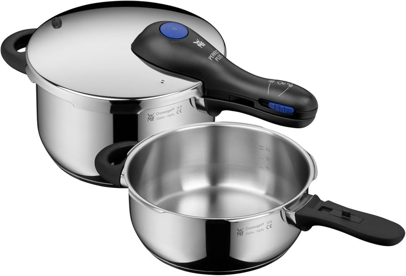 WMF Perfect Plus One Pot Schnellkochtopf Set Induktion 2-teilig, Dampfkochtopf 4,5l + 3l, grosses Ko