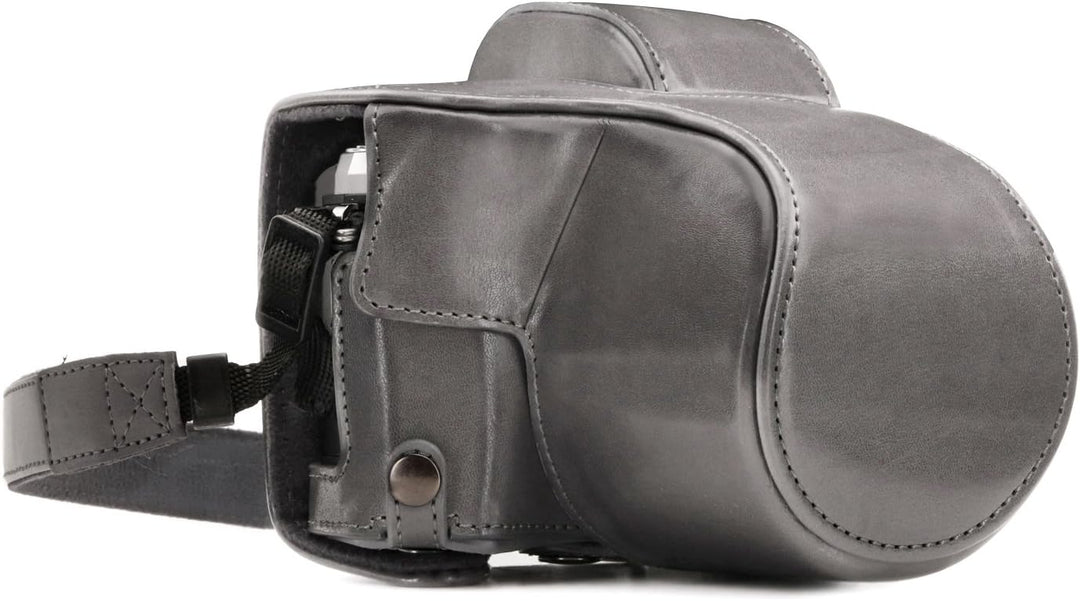 MegaGear Olympus OM-D E-M10 Mark III (14-42mm) Ever Ready Leder Kamera-Case mit Trageriemen und Batt