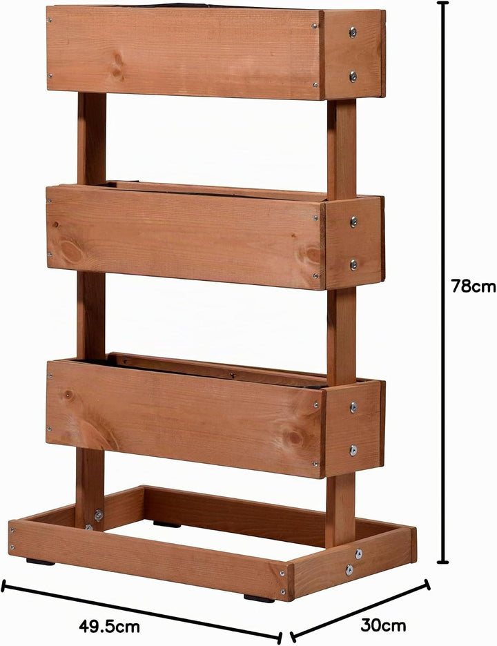 dobar® 58525e Vertikales Blumenbeet Dreistufig | Vertikales Hochbeet mit 3 Pflanzkästen | Vertikalbe
