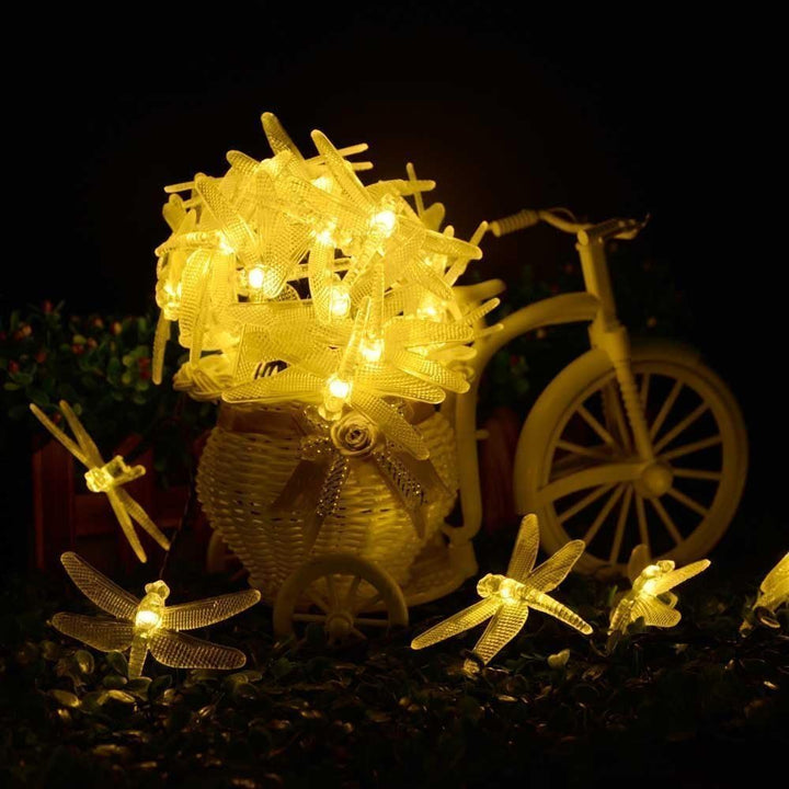 Solar Libellenlichterkette 20FT / 30 LED wasserdichte Innen- und Aussenmärchendekorationslichter, ge