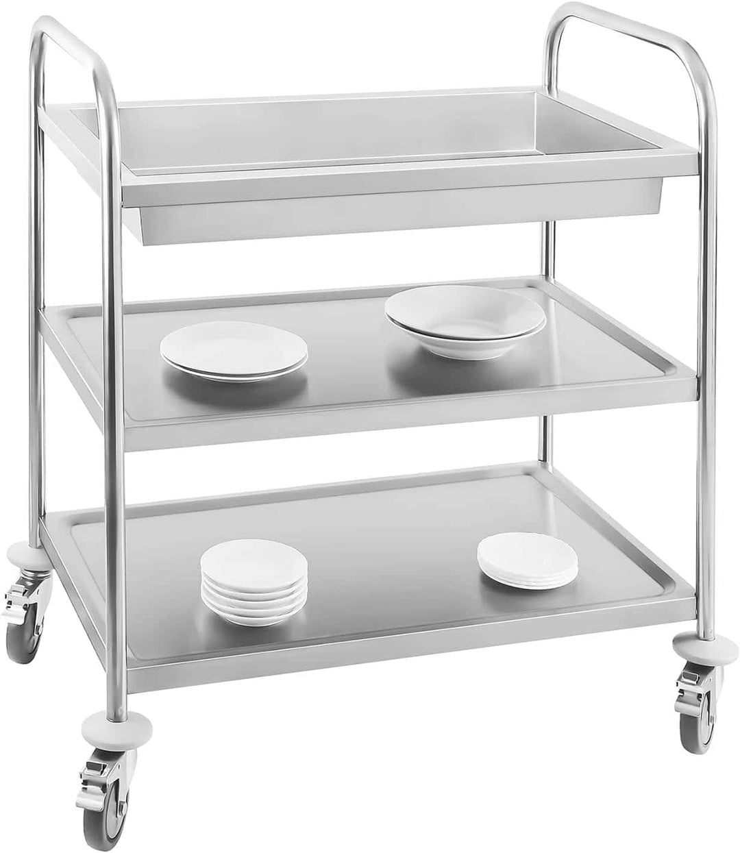 Royal Catering - Servierwagen Küchenwagen (2 Borde, 1 Abräummulde, 150 kg belastbar, 84,50 x 52,50 x