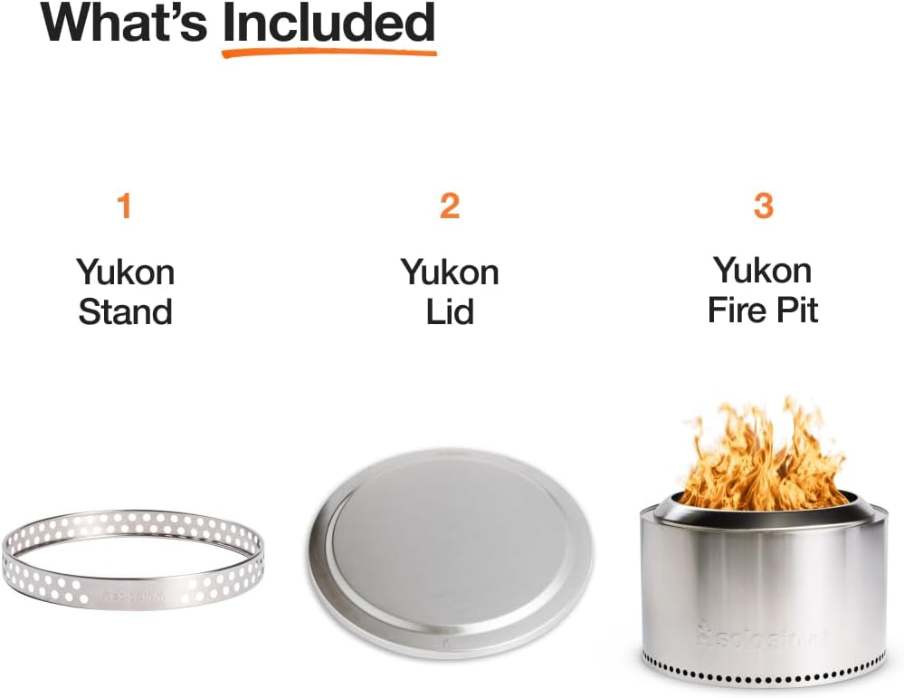 Solo Stove Feuerschale Yukon Essential Set 2.0 | Inkl. Feuerstelle, Standfuss, Deckel, Raucharme Hol