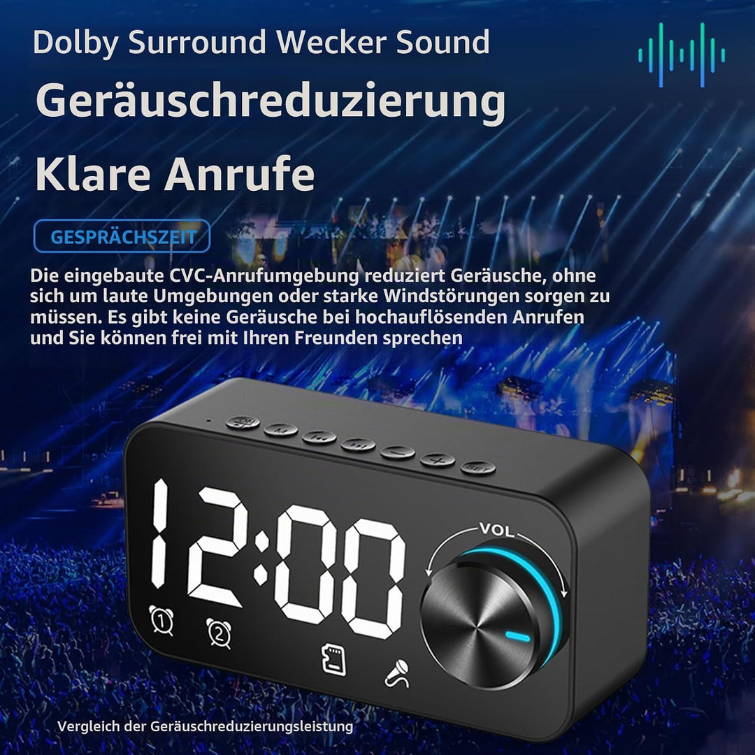 Wecker-Radio mit Bluetooth-Lautsprecher, Dual-Alarm-Digitaluhren Am Bett mit UKW-Radio, Integriertem