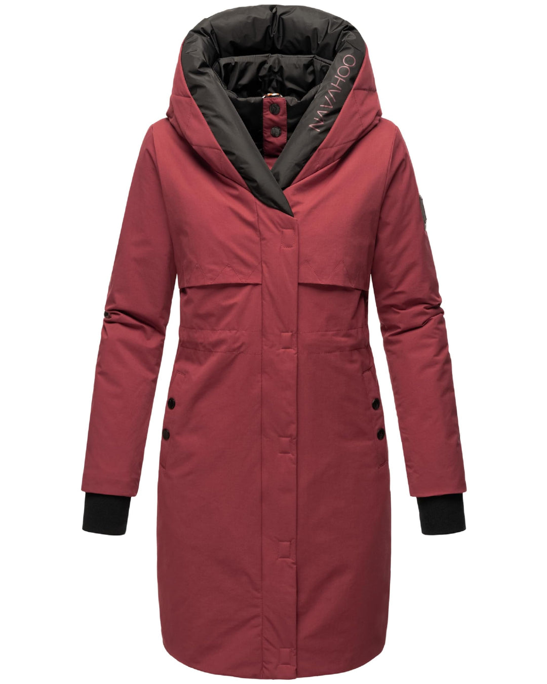 Navahoo Damen Mantel Lange warme Winter Steppjacke mit Kapuze Snowelf XS-XXL L Bordeaux, L Bordeaux