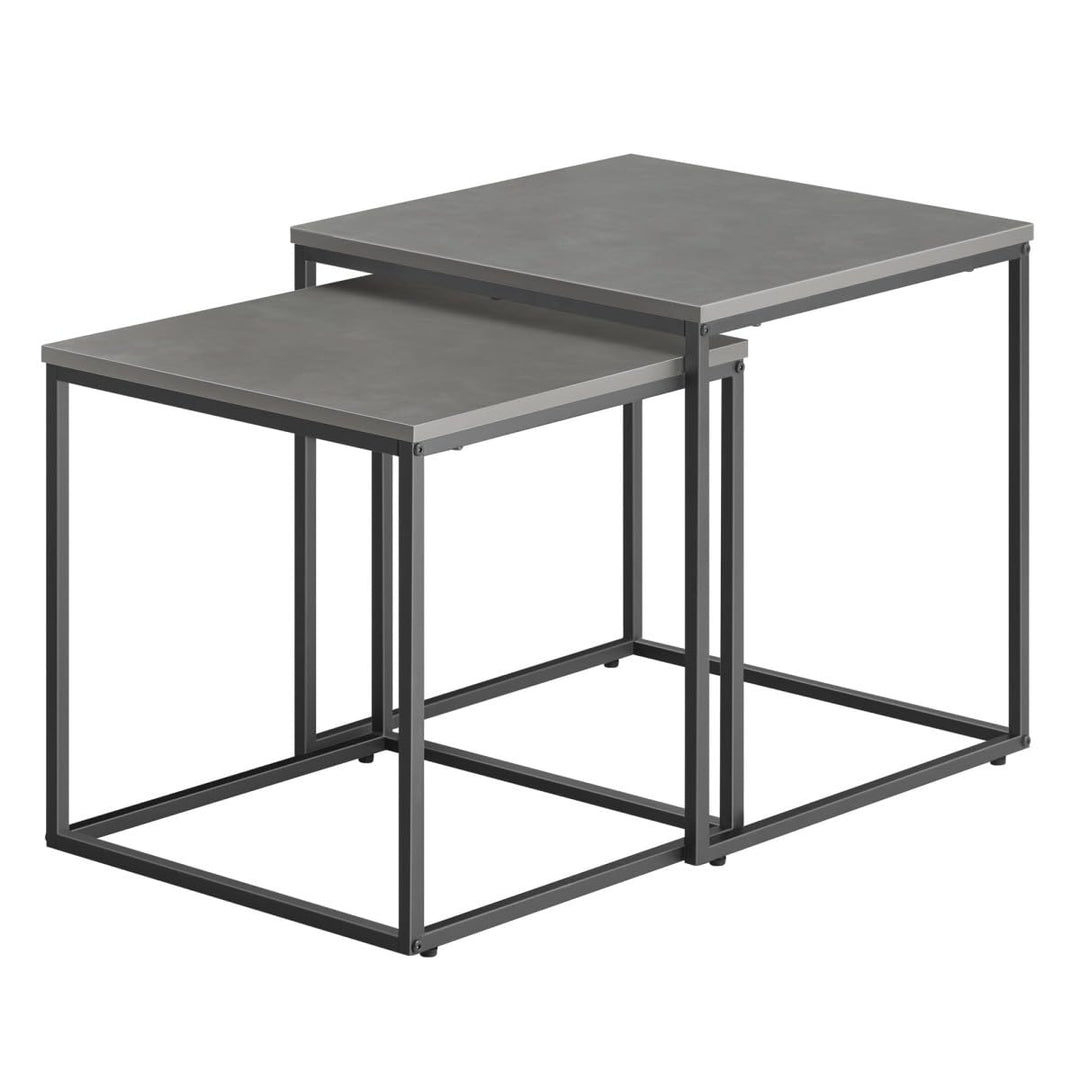 NMK HOME 2er Set Couchtische – Quadratisch – Beton Schwarz – Industrial Design – platzsparend Nestin