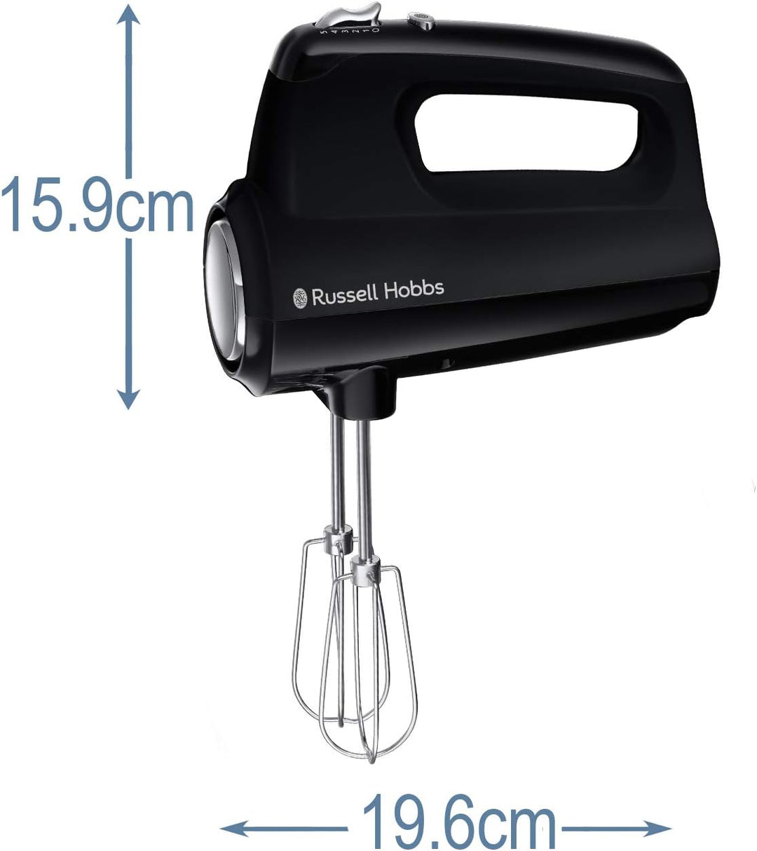 Russell Hobbs Handmixer [Handrührgerät] Matt Schwarz (5 Geschwindigkeitsstufen+Turbofunktion, 2 spül