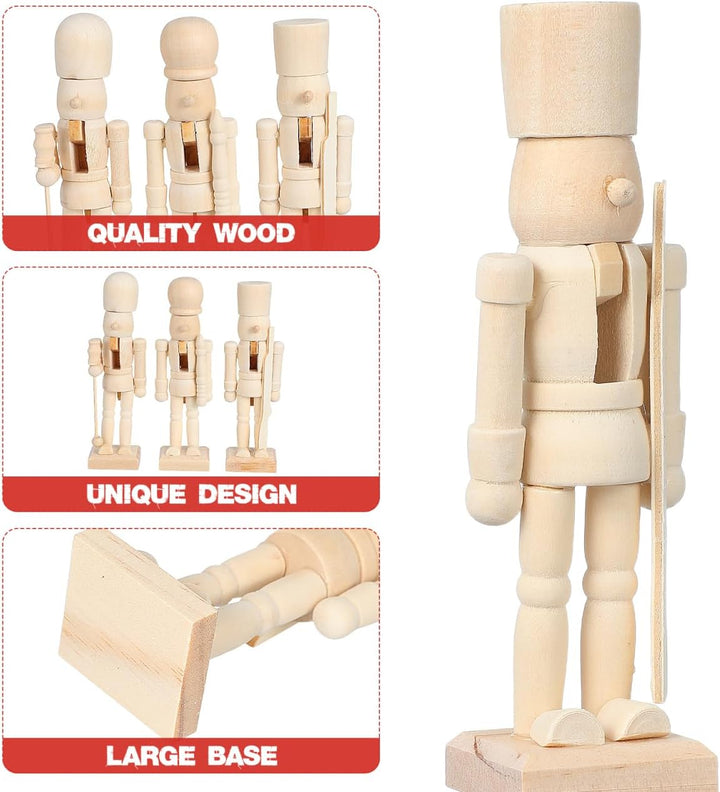 MAGICLULU 3 Stück Weihnachts-Nussknacker Aus Holz Unvollendet Nussknacker Aus Holz Zum Bemalen Unbem
