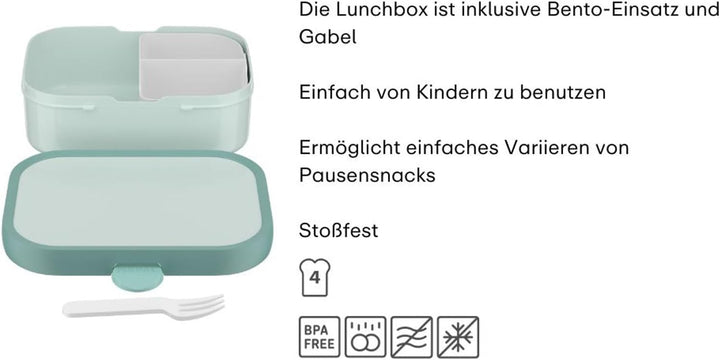 Mepal - Lunchbox Campus - Bento Lunchbox Für Kinder - Brotdose Mit Bento-Fach & Gabel - Meal Prep Bo