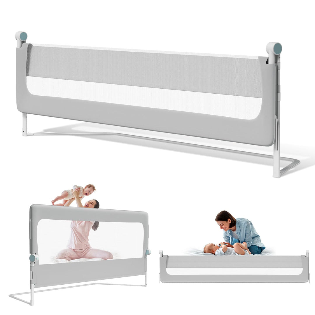 Bettschutzgitter 200×68 cm Rausfallschutz Bett – extra breites halb klappbares Bettgitter für Baby &