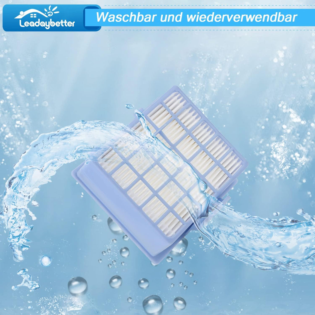 Leadaybetter Ersetzt 2 HEPA Filter + 2 Motorschutzfilter für Siemens Staubsauger VSZ 3.Serie Z 3.0 S