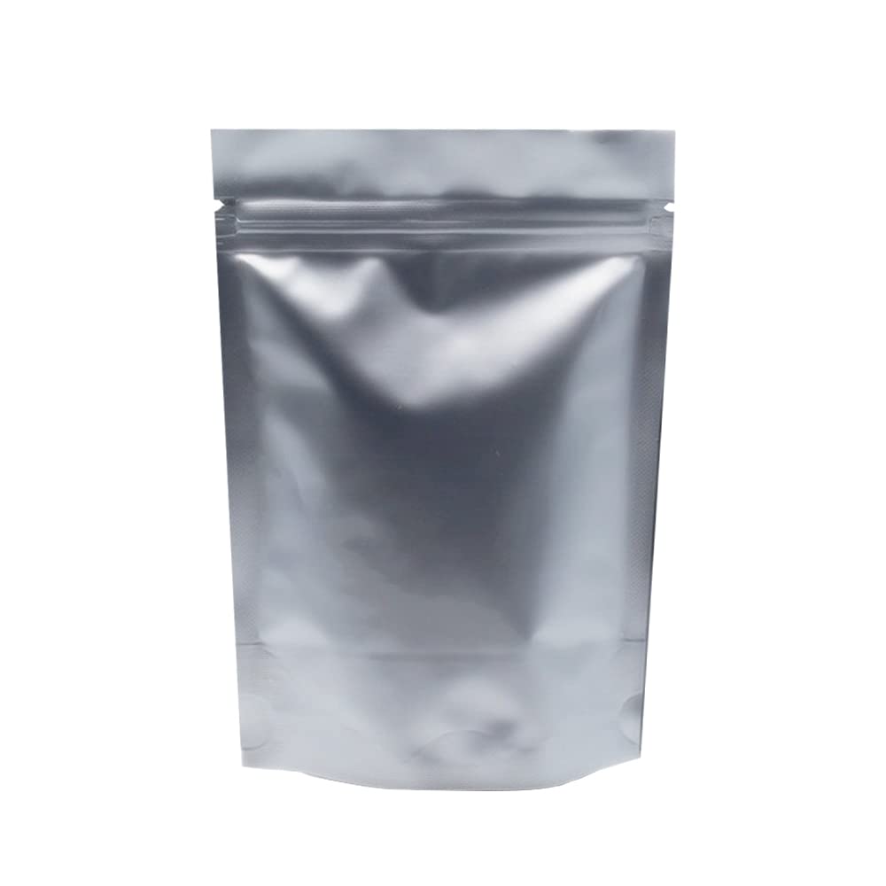 50 Stück Silber Reine Aluminiumfolie Stand Up Mylar Bags Lebensmittelaufbewahrung Reissverschlussbeu