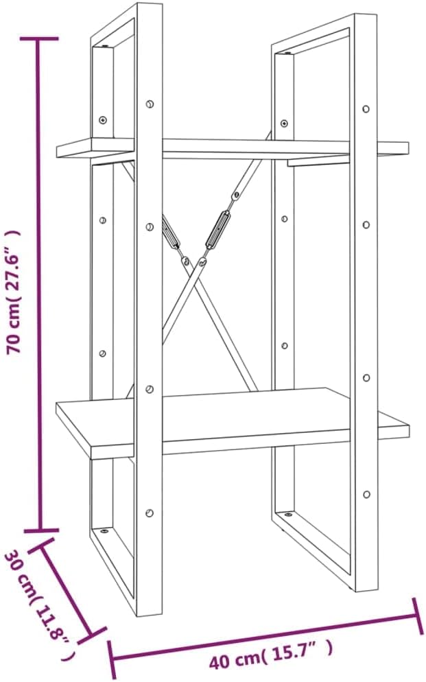 homiuse Bücherregal 2 Fächer Grau Sonoma 40x30x70 cm Holzwerkstoff BüCherregal Regal Wand WüRfelrega
