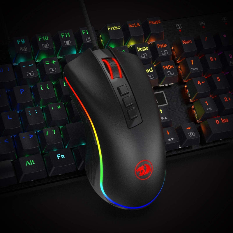 Redragon M711 Cobra Gaming Maus mit 16,8 Millionen RGB-Farben und Hintergrundbeleuchtung, 10.000 DPI