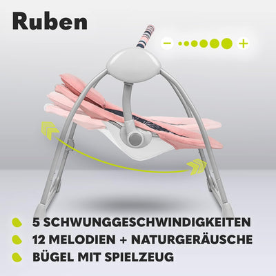 LIONELO Ruben Baby Wippe, Babyschaukel Elektrisch mit Liegefunktion, Baby Schaukel 0 bis 9 kg, Moski