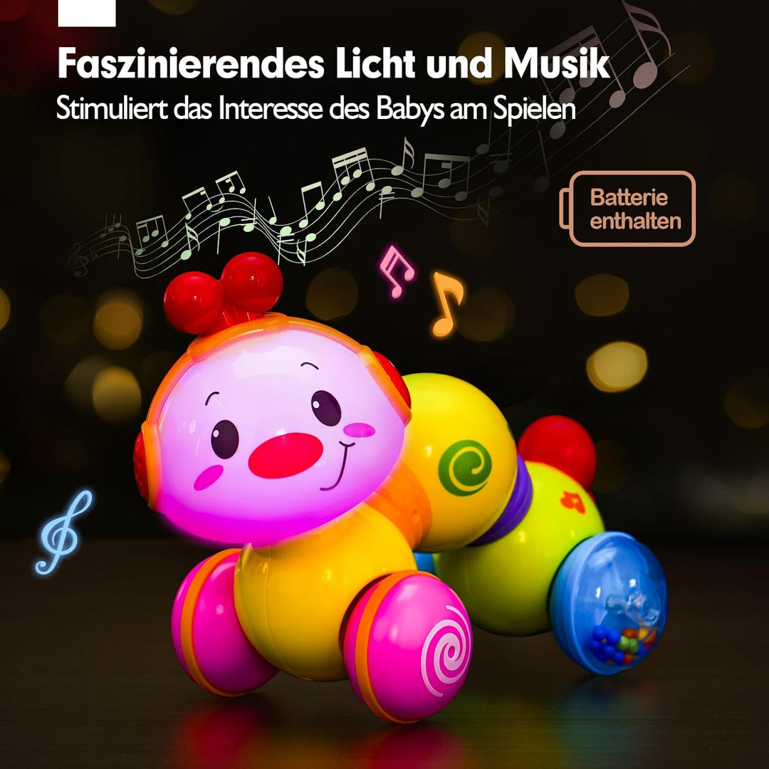 CubicFun Musik Baby Spielzeug Raupe für 6-12-18 Monate, Kriechendes und Singendes Musikalisches Baby