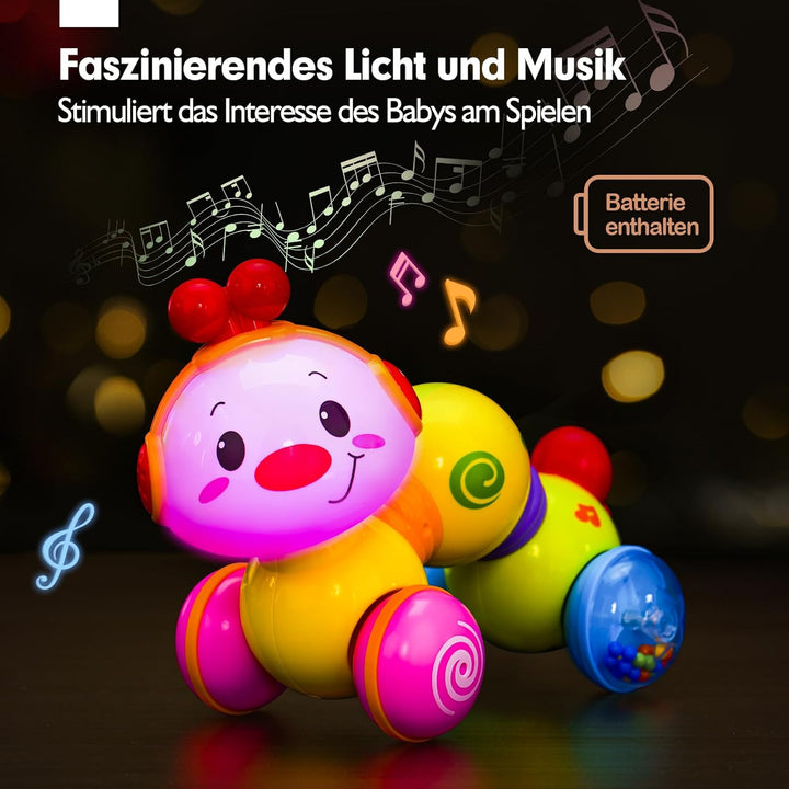 CubicFun Musik Baby Spielzeug Raupe für 6-12-18 Monate, Kriechendes und Singendes Musikalisches Baby