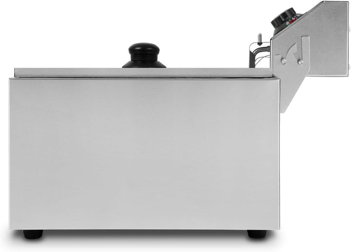 Friteuse aus Edelstahl 8 Liter Fassungsvermögen, 50-200°C, 2800W, 230V, Kaltzonenprinzip, Profession