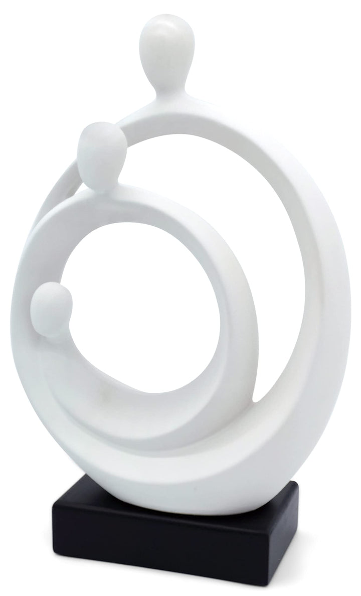 FeinKnick Stilvolle Skulptur “Familienglück” - Moderne Keramik Figur 34 cm gross auf Sockel - Zeitlo