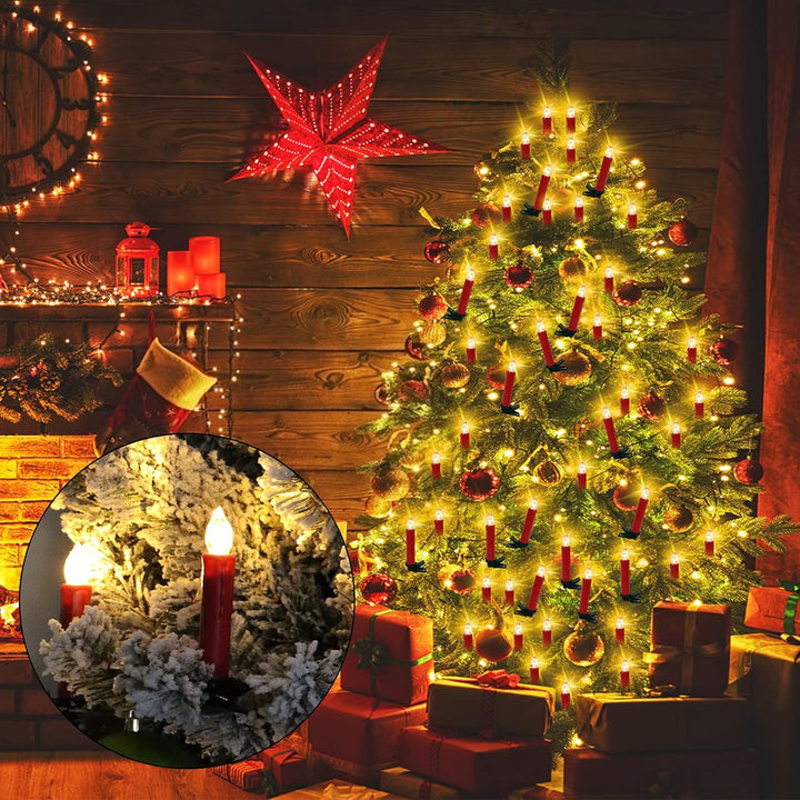 20er LED Weihnachtskerzen,Warmweiss Christbaumkerzen Kabellos Kerzen mit Fernbedienung Kerzenlichter