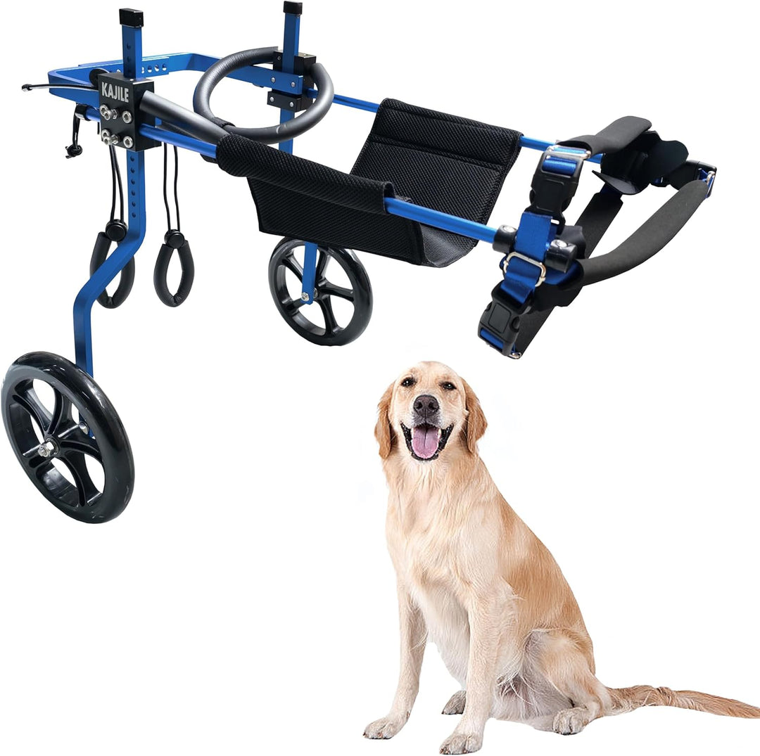 KAJILE Verstellbarer 2-Rad-Hunderollstuhl, XXL-2 Grösse für behinderte Hunde Hinterbeine Rehabilitat