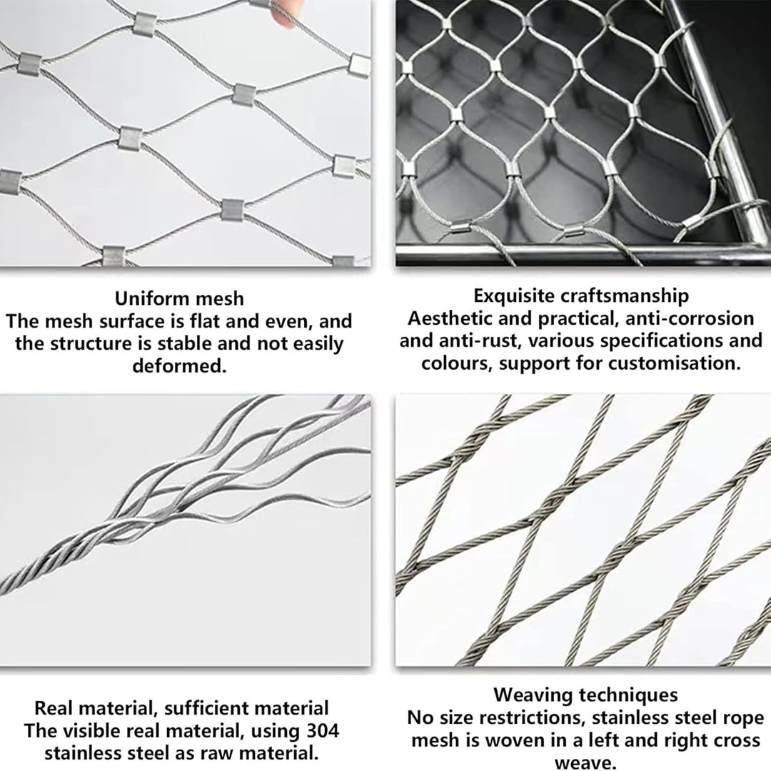 VXHCS 304 Edelstahl-Seilnetz, Flexibles Seil-Geländer-Netz, Galvanisierte Drahtzaunrolle, für Garden