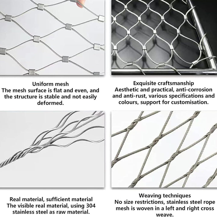 VXHCS 304 Edelstahl-Seilnetz, Flexibles Seil-Geländer-Netz, Galvanisierte Drahtzaunrolle, für Garden