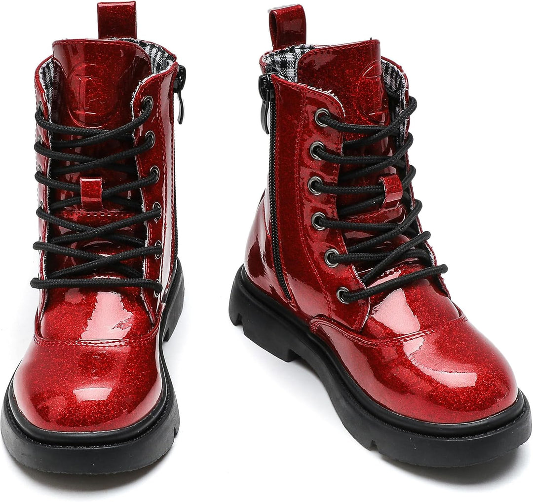 DADAWEN Jungen Stiefel wasserdichte Mädchen Schnürstiefeletten 35 EU Rot, 35 EU Rot