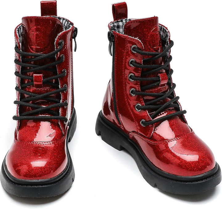 DADAWEN Jungen Stiefel wasserdichte Mädchen Schnürstiefeletten 35 EU Rot, 35 EU Rot