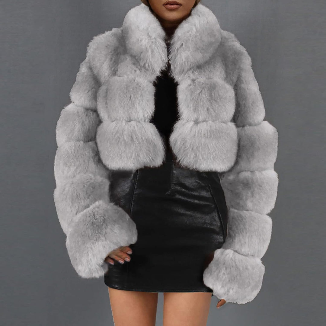 TRIGLICOLEUM Kunstpelz Mantel Damen Dickes Warme Winterjacke Kurz Kunstpelz Jacke Langärmlig Plüschj