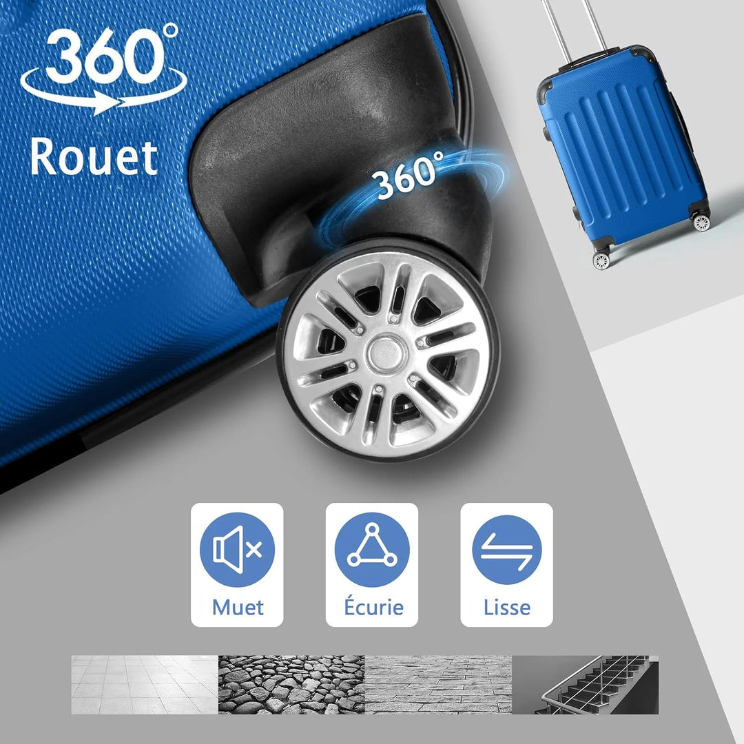 LEADZM Kofferset 3 teilig, Reisekoffer Set mit Eckenschutz, Koffer Set Hartschalen-Trolley aus ABS m