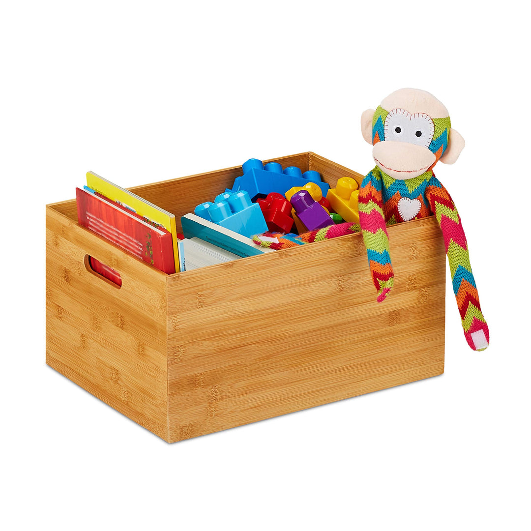 Relaxdays Aufbewahrungskiste Bambus, stabil, offen, Ordnungsbox ohne Deckel, HBT: 21 x 40 x 30 cm, B