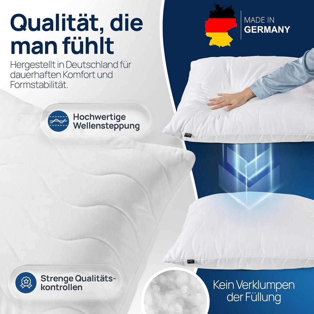 LILENO HOME Kopfkissen 80x80 cm [1er Set] MEDIUM mit 850g Kissen-Füllung - Bett oder Deko Kissen mit