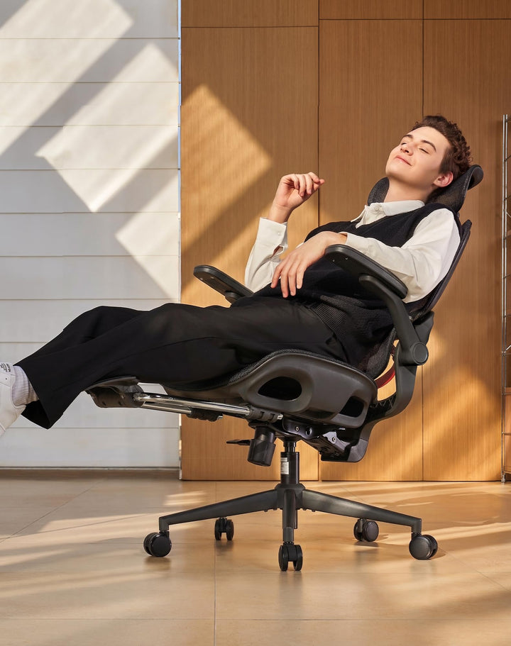 SIHOO Ergonomischer Bürostuhl, Schreibtischstuhl mit Dynamischer Lordosenstütze, Breiter Kopfstütze