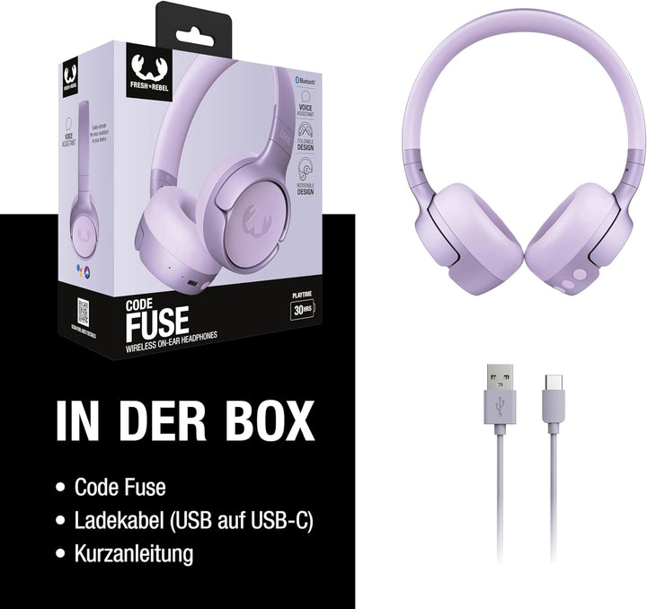 Fresh 'n Rebel Code Fuse, Bluetooth-Kopfhörer on-Ear, kabellos, 30 Stunden Spielzeit, mit Mikrofon u
