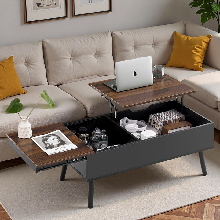 JanflyHome Höhenverstellbarer Couchtisch, Couchtisch mit Höhenverstellbarer Platte Lift Top, 2 Verst