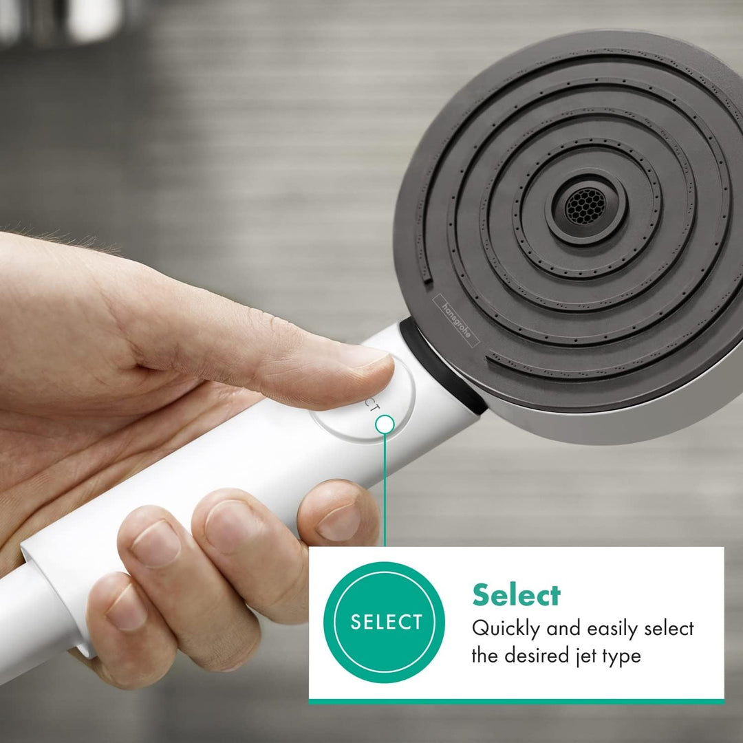 hansgrohe Duschkopf Pulsify Select S, Duschbrause 3 Strahlarten Activation, Antikalk-Funktion, Mattw