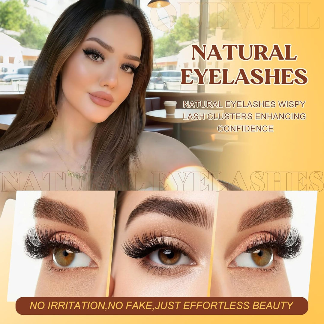 QUEWEL Wimpern Extensions Set, gemischte Längen 10-18 mm Lash Cluster, dicke Lash Extension Set mit