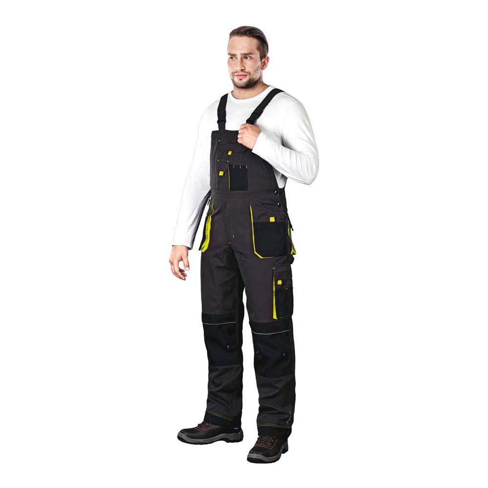 Leber &amp; Hollman Herren Arbeits-Latzhose LH-FMN-B, 65% Polyester 35% Baumwolle 270 g/m2 und Verstärku