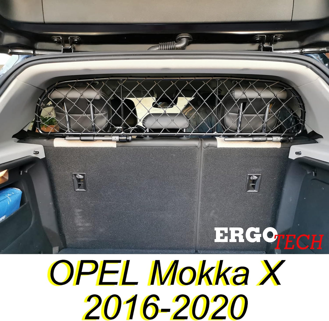 ERGOTECH Trennnetz Trenngitter Hundegitter OPEL Mokka X (2016-2020), RDA65-XS, für Hunde und Gepäck