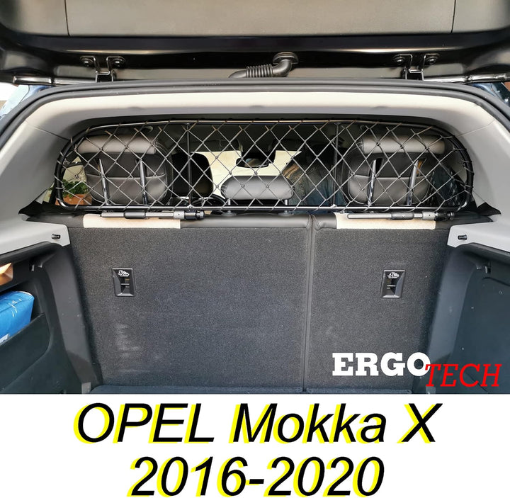 ERGOTECH Trennnetz Trenngitter Hundegitter OPEL Mokka X (2016-2020), RDA65-XS, für Hunde und Gepäck