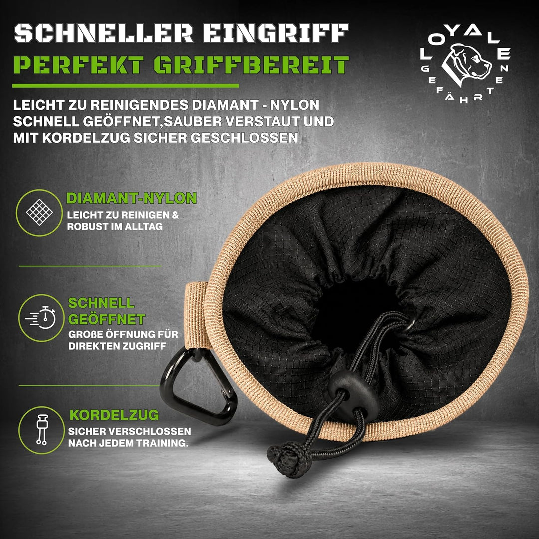 Leckerlitasche für Hunde mit Kotbeutelspender und Gurt Beige, Beige