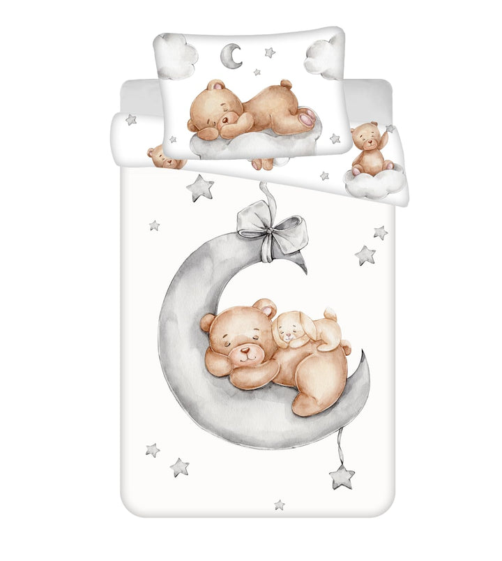 Jerry Fabrics Babybettwäsche Set Schlafender Bär, 100 x 135 cm Bettbezug, 40 x 60 cm Kissenbezug, 10
