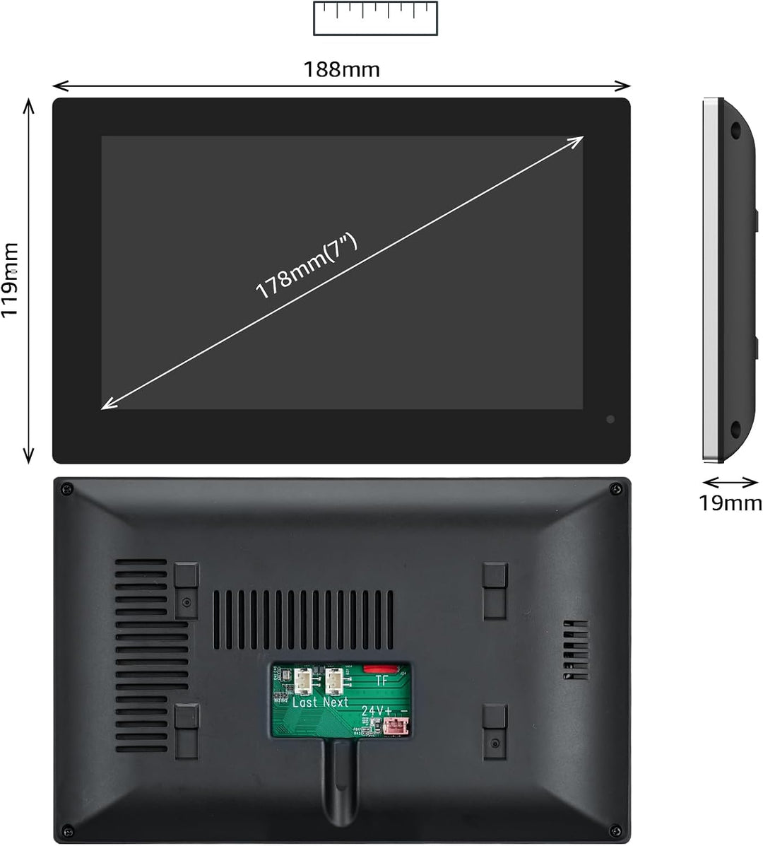 Video-Türsprechanlage mit 7-Zoll-Touchmonitor – NUR kompatibel mit den 1080p-Video-Türklingelkameras