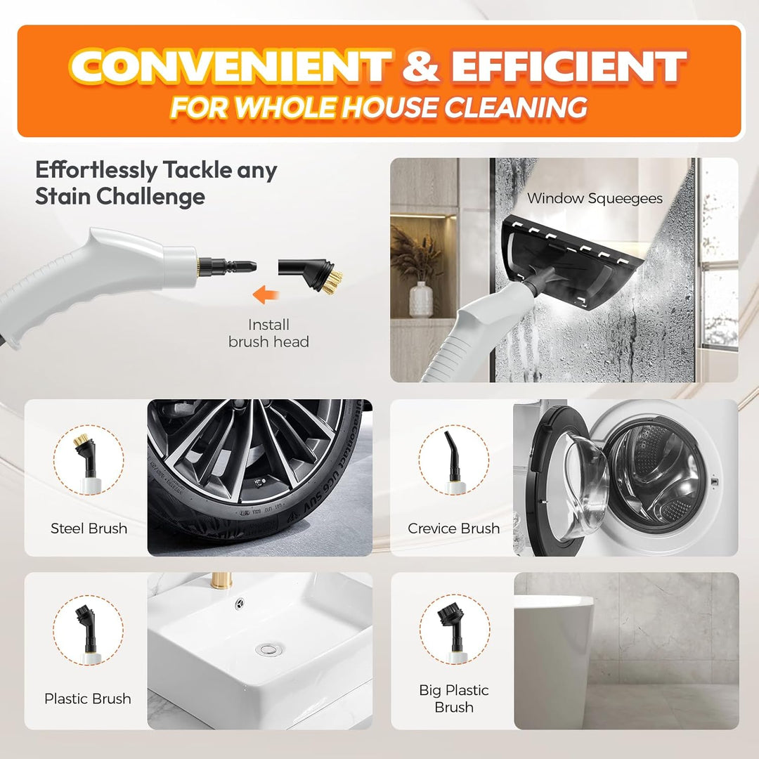 Dampfreiniger Handgerät, Steam Cleaner, 15 Sekunden Aufheizzeit, 1.1L Wassertank, Dampfreiniger für