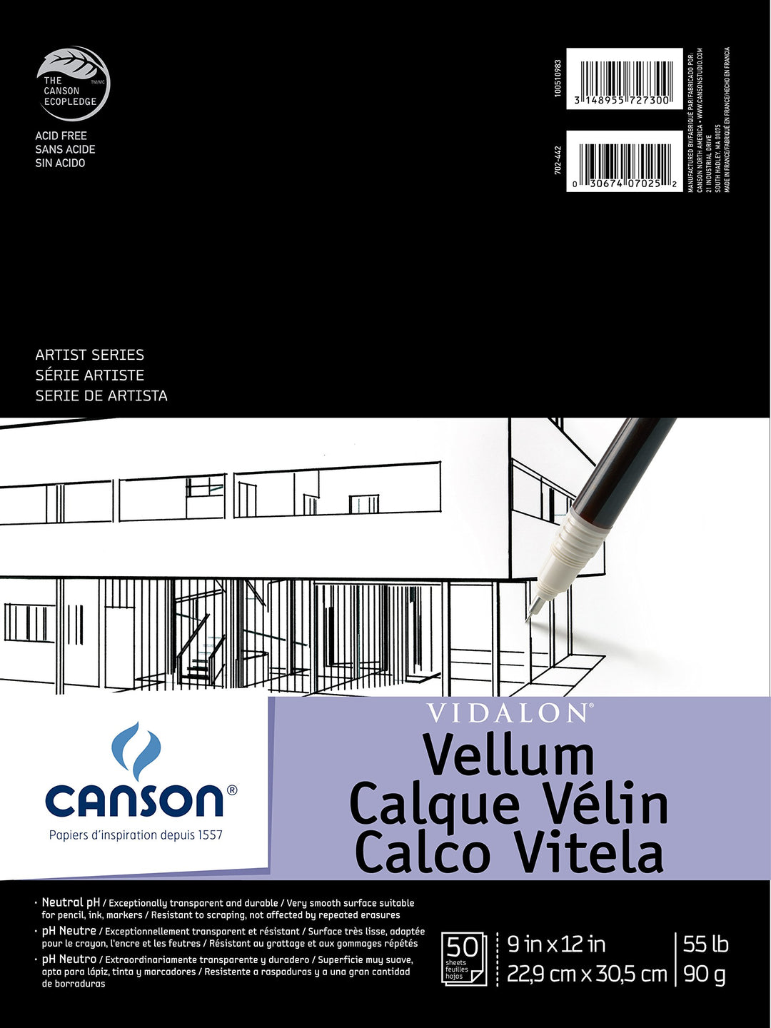 Canson Artist Series Vidalon Pergamentpapier Pad, 0, 9"X12", 9"X12"