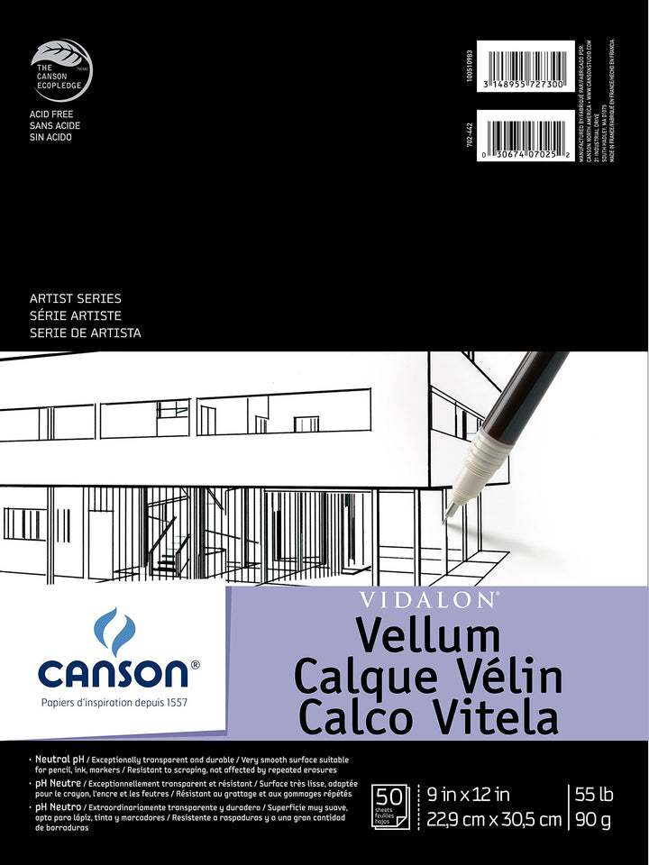 Canson Artist Series Vidalon Pergamentpapier Pad, 0, 9"X12", 9"X12"